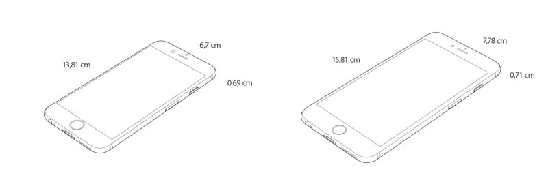 iPhone 6 vs iPhone 6 Plus dimensiones
