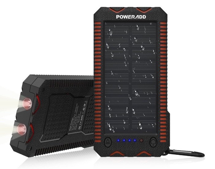 Poweradd Cargador Solar Portátil con 12000mAh: Batería Externa 2 Puertos de USB