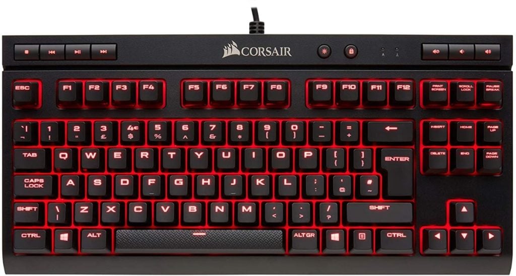 Corsair K63 - Teclado mecánico Gaming (Cherry MX Red, retroiluminación LED roja, QWERTY Español)