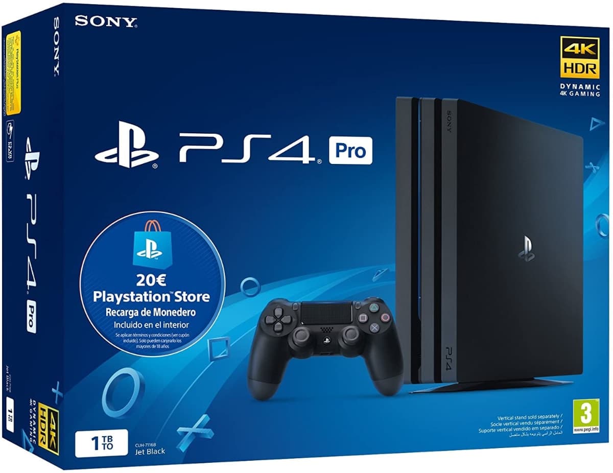 Sony Playstation 4 Pro (PS4) Consola de 1TB + 20 euros Tarjeta Prepago (Edición Exclusiva Amazon)