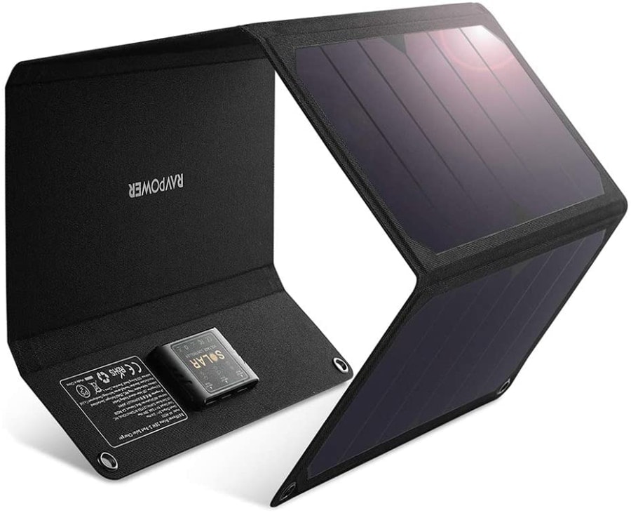 RAVPower - Cargador Solar de Tres Puertos USB de 28 W