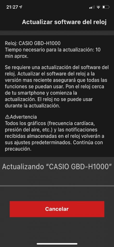 Casio G-Shock GBD-H1000: Actualizaciones de Firmware