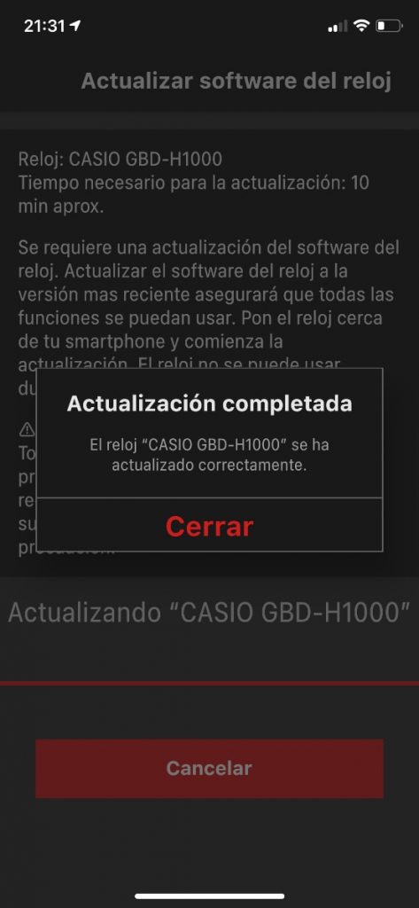 Casio G-Shock GBD-H1000: Actualizaciones de Firmware