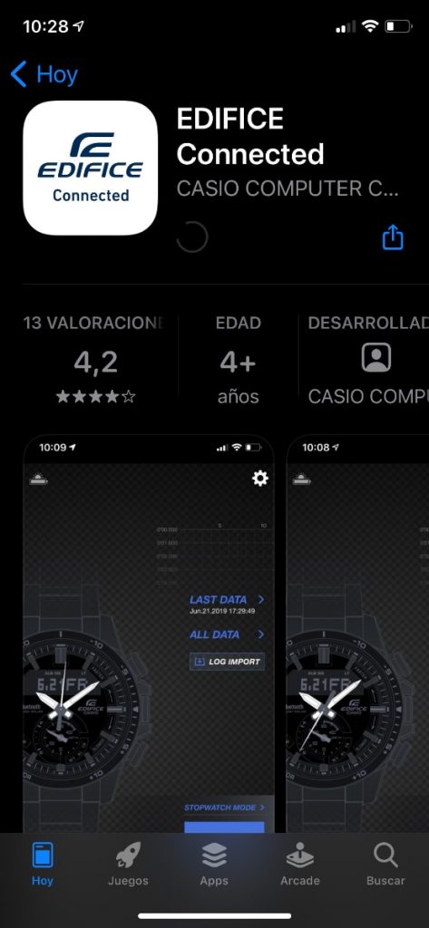 Casio EDIFICE Connected app Bluetooth en iOS