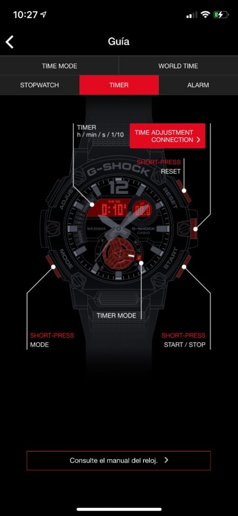 Casio G-Shock GST-B300: app smartphone ajustes reloj