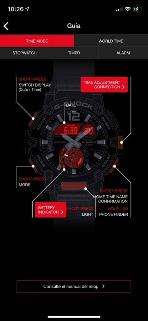 Casio G-Shock GST-B300: app smartphone ajustes reloj