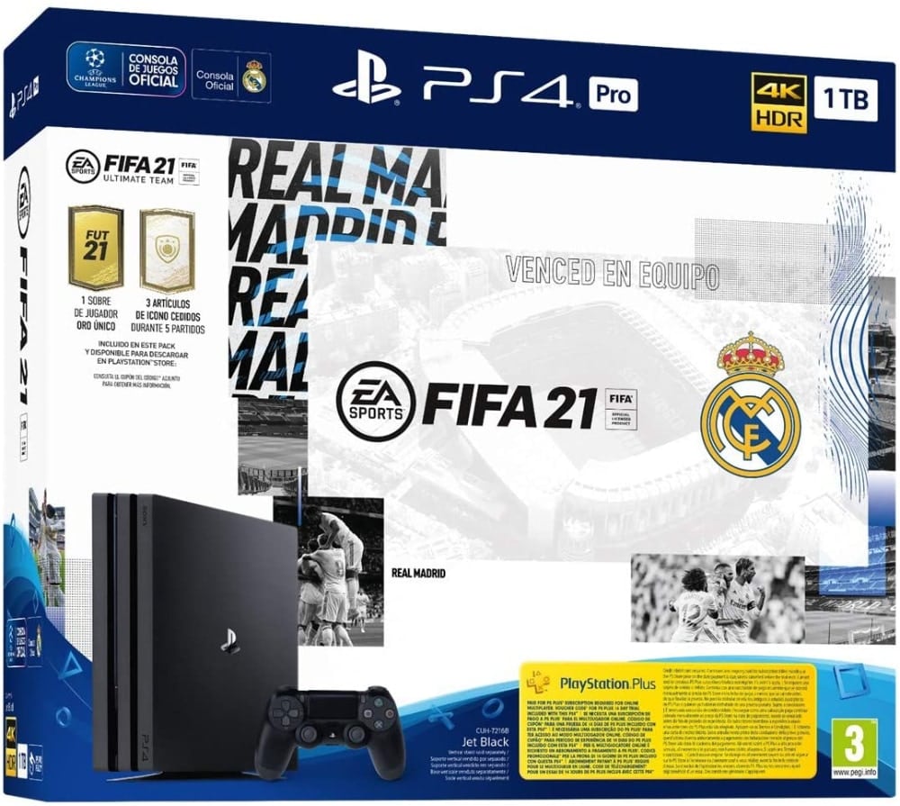 PlayStation 4 Pro (PS4) - Consola de 1 TB + FIFA 21, Edición Real Madrid