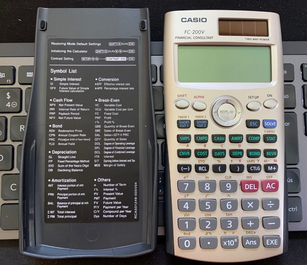 Calculadora financiera Casio FC-200V: tapa