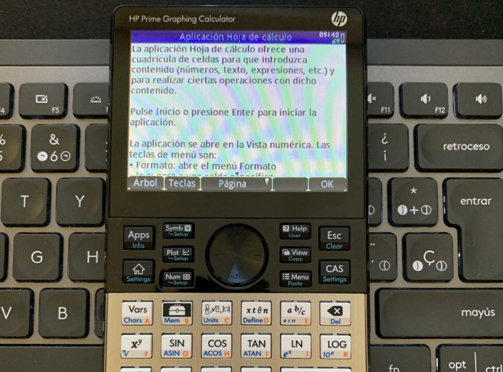 HP Prime Graphing Calculator: menu ayuda