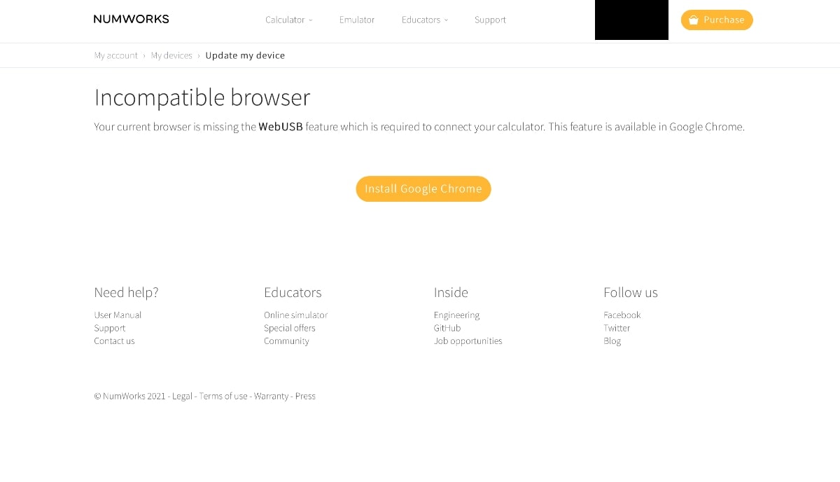 NumWorks Calculadora Gráfica: pasos web para actualización