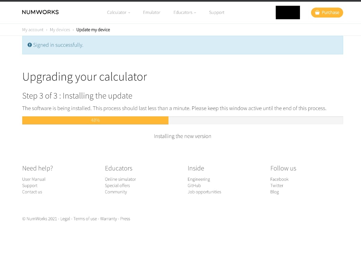 NumWorks Calculadora Gráfica: pasos web para actualización