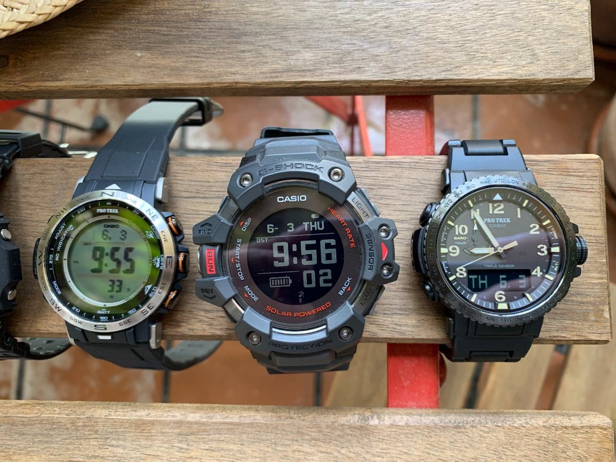 Casio Pro Trek PRW-30, Casio G-Shock GBD-H1000 y Casio Pro Trek PRW-50