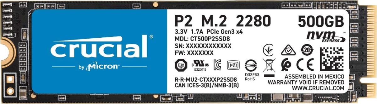 Crucial P2 CT500P2SSD8 Disco Duro sólido Interno SSD de 500GB
