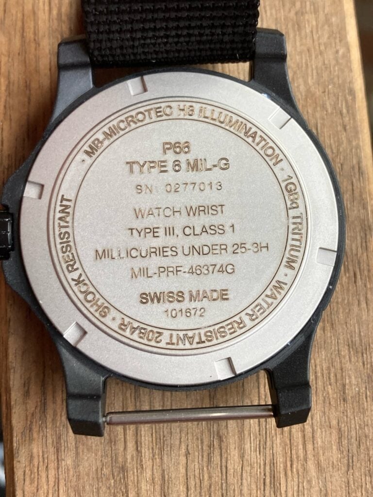 Reloj Traser H3 P66 Type 6 MIL-G (100269): parte trasera