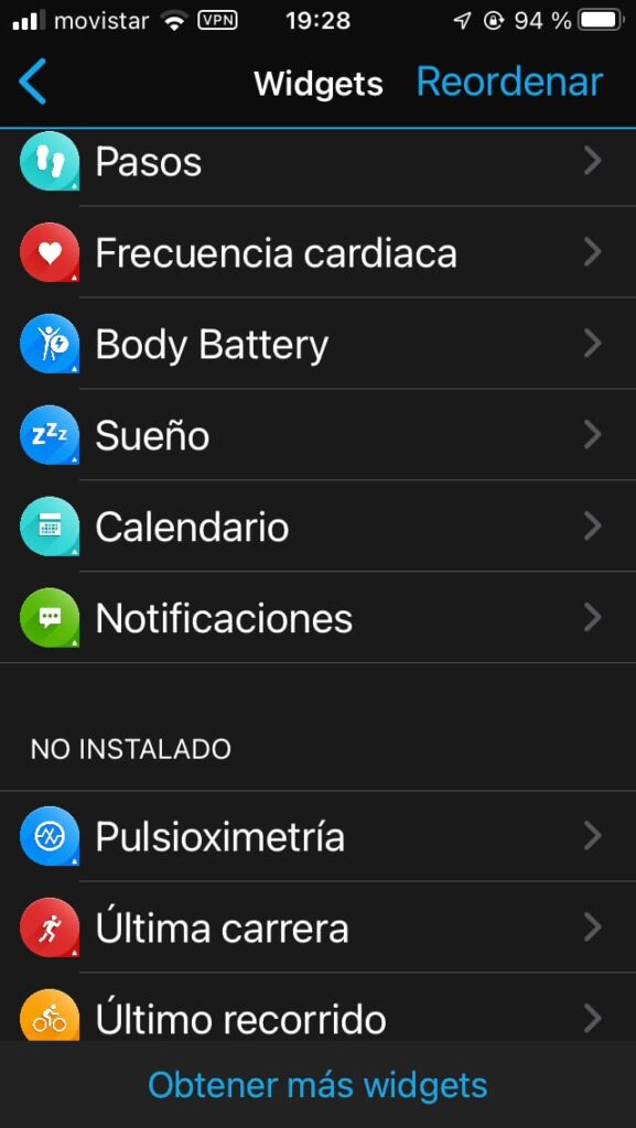 Garmin Instinct 2: widgets y apps