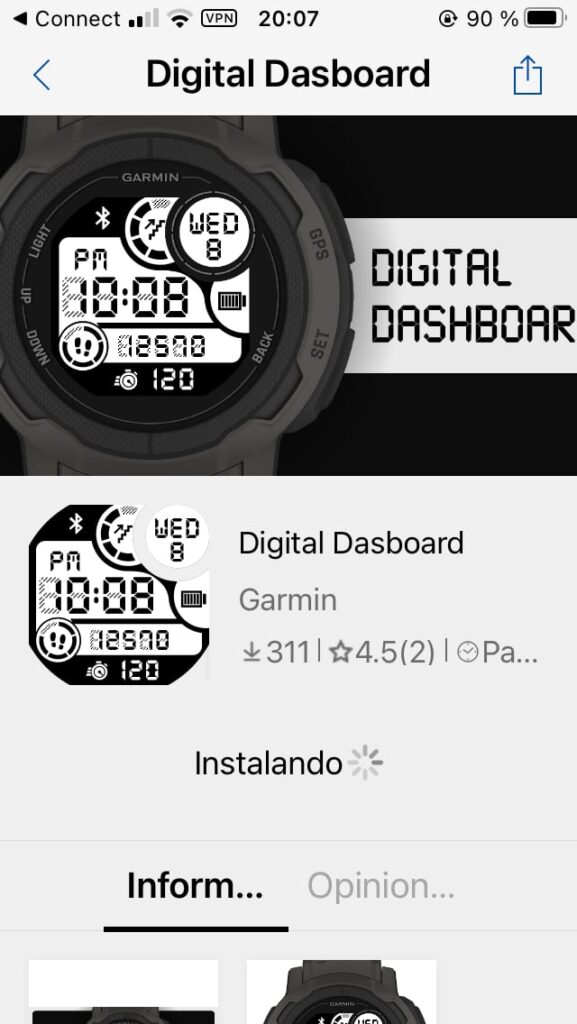 Garmin ConnectIQ: pantallas reloj Garmin Instinct 2