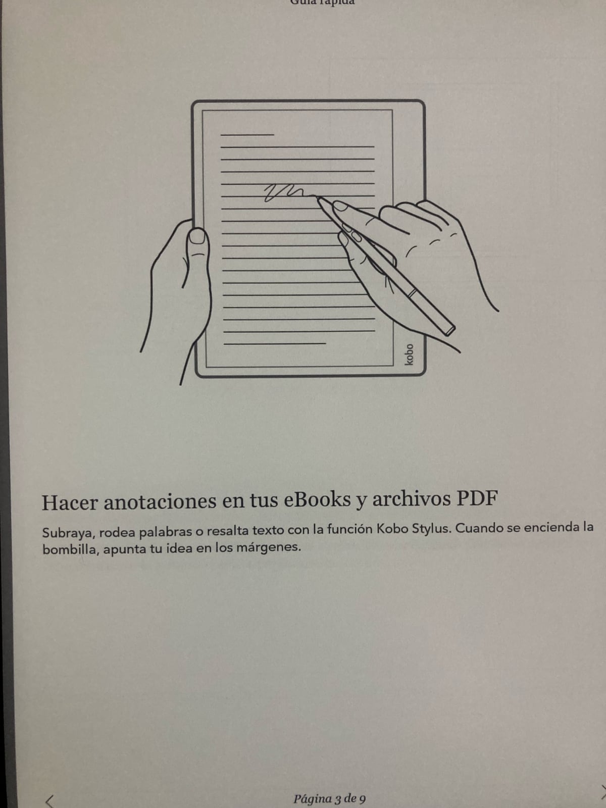 Guía rápida Kobo Elipsa