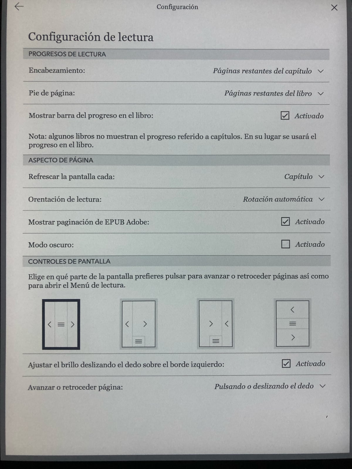 Configuración lectura Kobo Elipsa