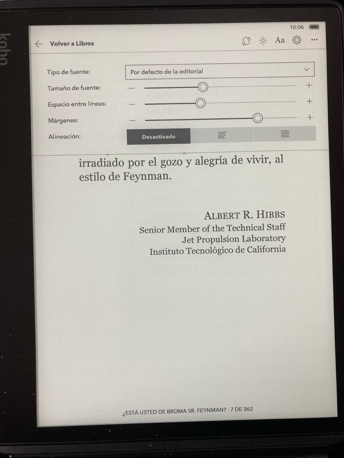 Configuración lectura Kobo Elipsa