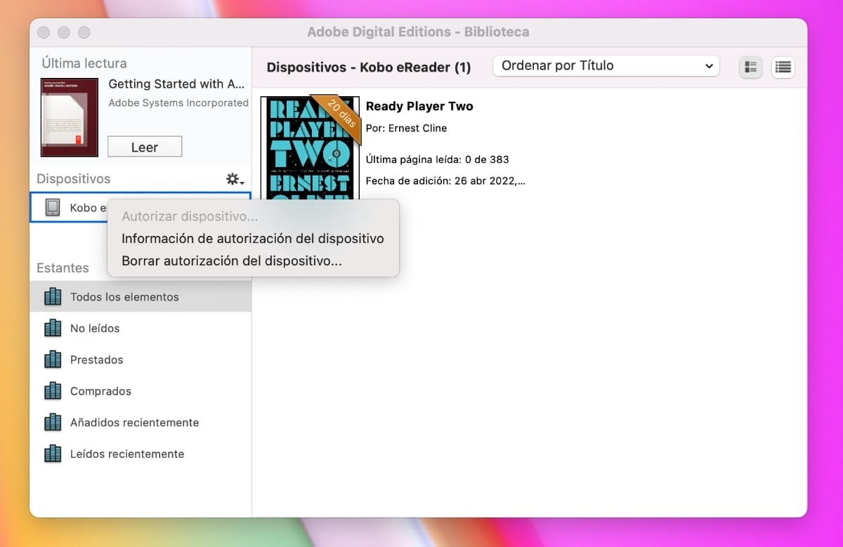 Como descargar libros de eBiblio en Kobo con Adobe Digital Editions