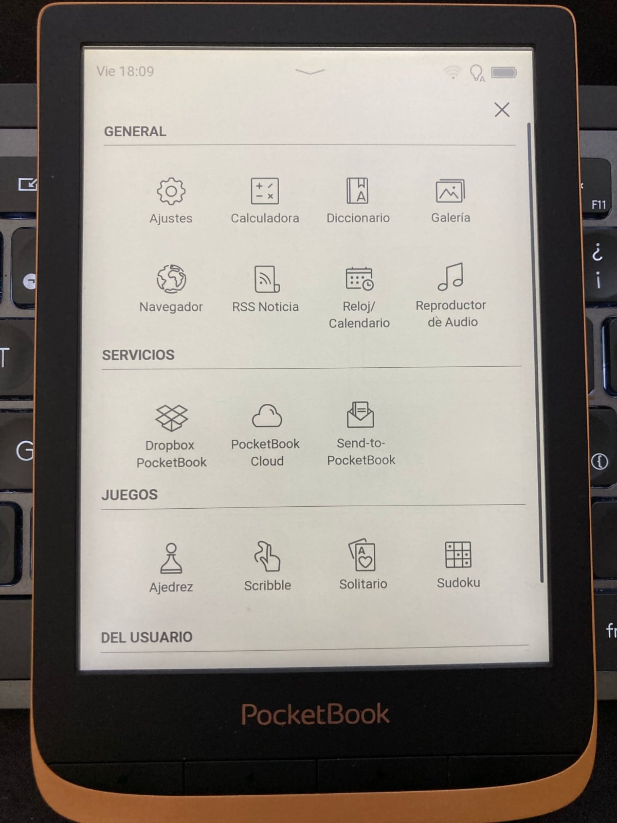Activar la cuenta de usuario de Adobe en nuestro PocketBook: vamos a aplicaciones