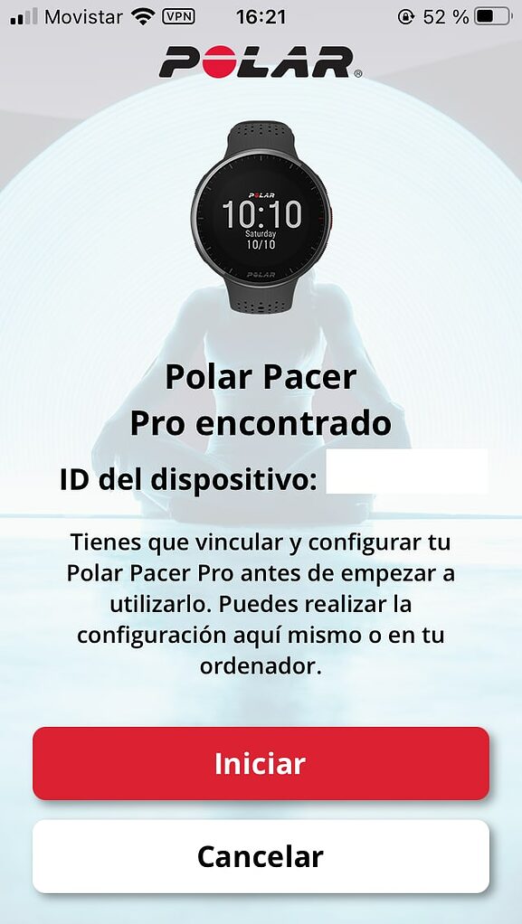 Polar Pacer Pro: configuración app Polar Flow