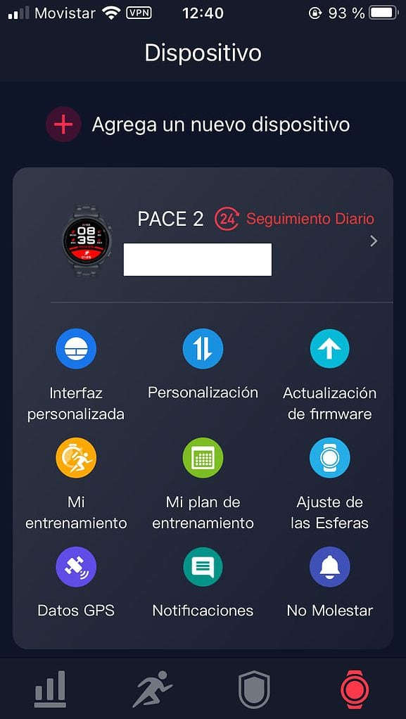 Coros Pace 2: app Coros