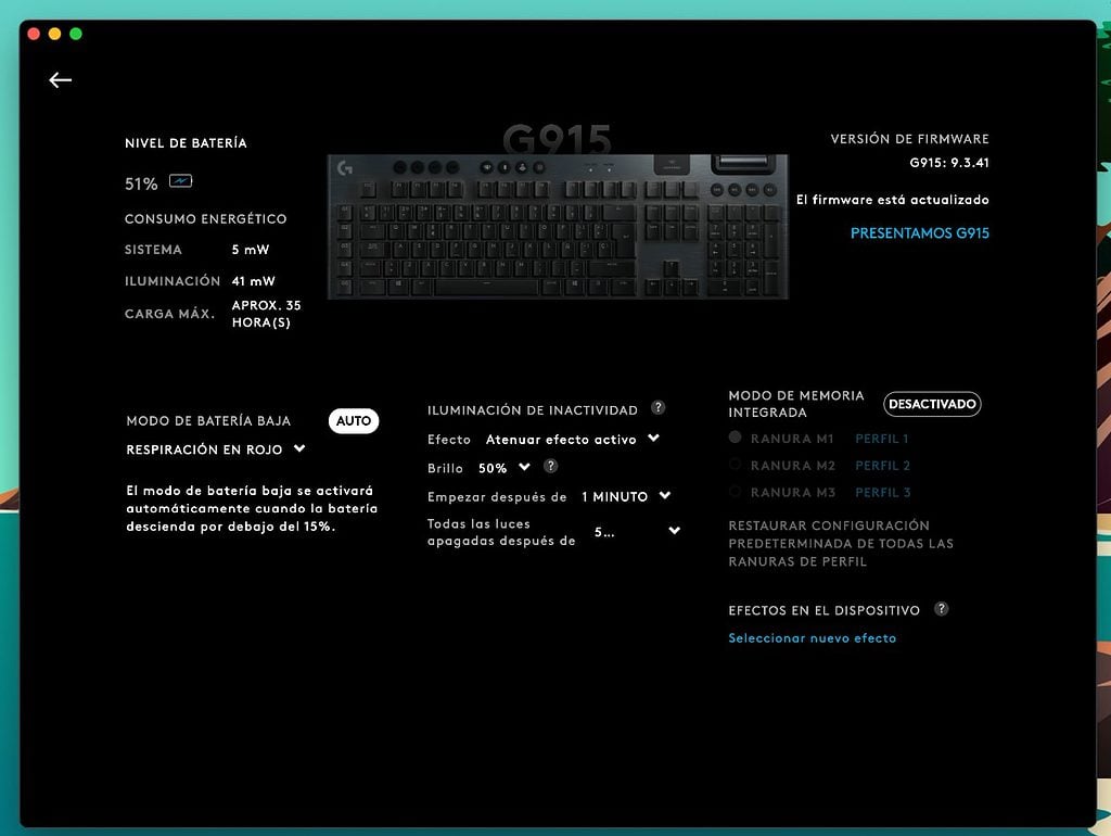 Logitech G915 software, macros y RGB