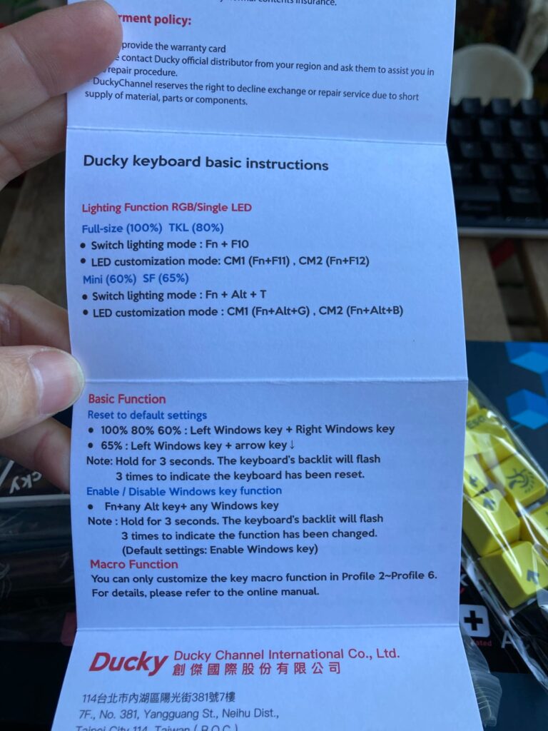 Teclado mecánico Ducky One 2 Mini RGB: instrucciones