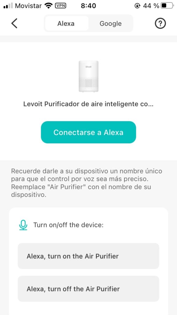 Levoit Core 200S - purificado de aire: app