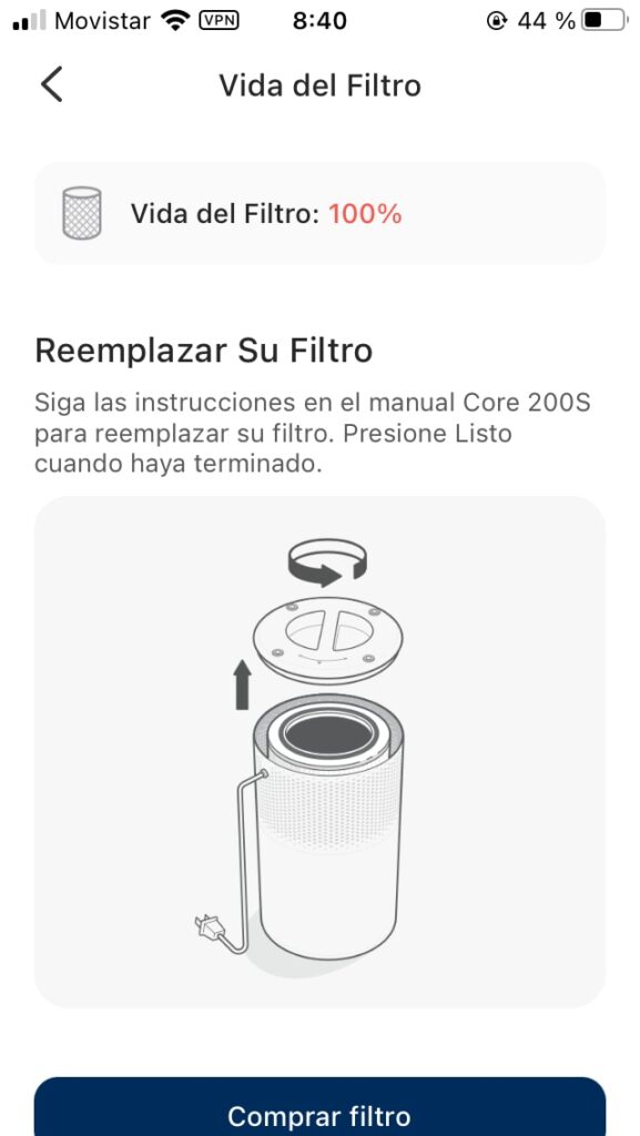 Levoit Core 200S - purificado de aire: app