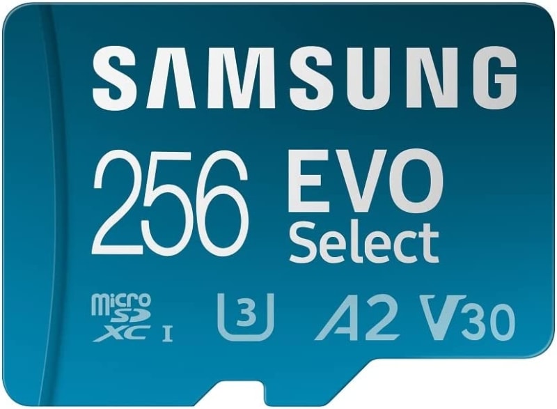 Samsung EVO Select 256 GB, microSD, A2, V30, 130 MB/s, FHD, 4K UHD