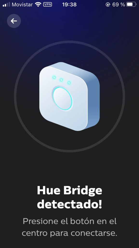 App Philips Hue configuración inicial de luces: Hue Bridge
