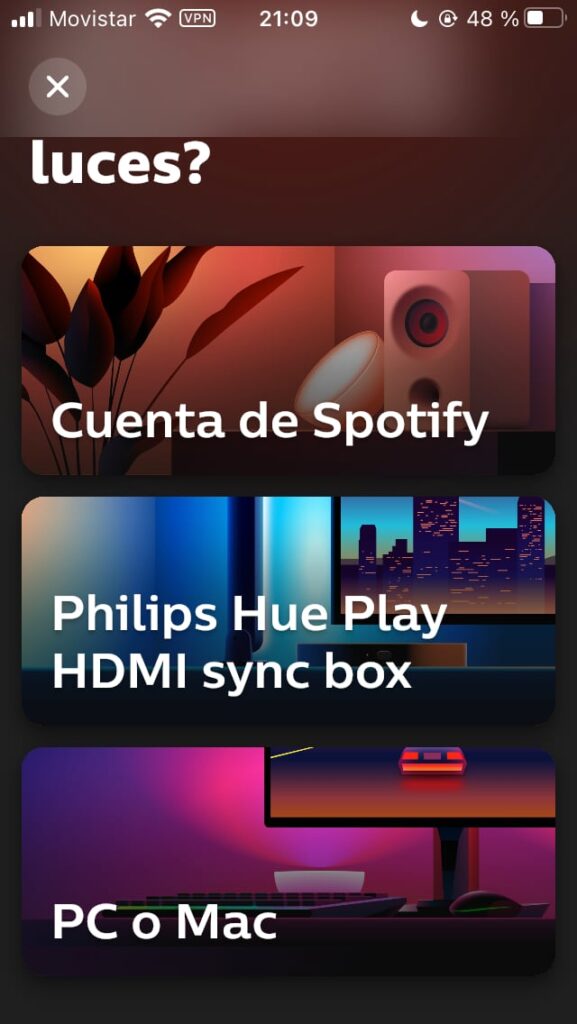 Personalizando las luces Philips con cuentas de Spotify, PC o mac o HDMI