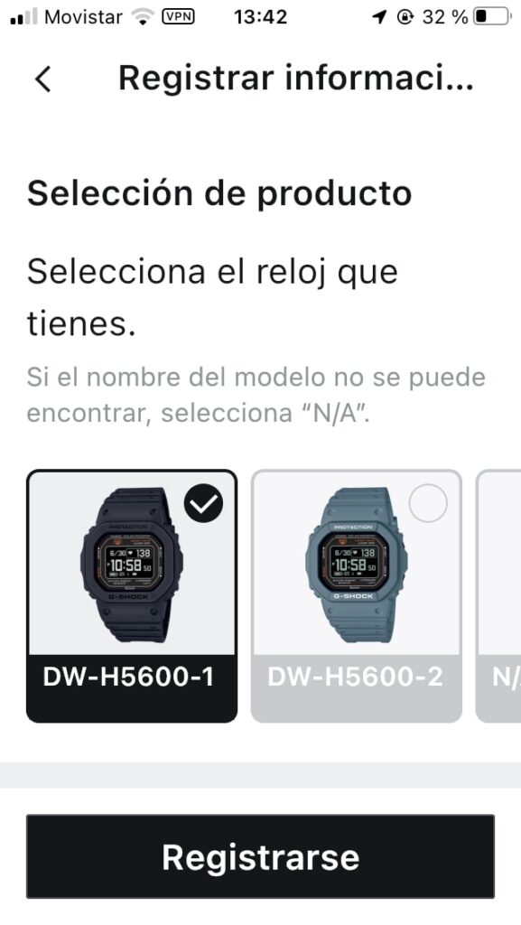 Reloj Casio G-shock DW-H5600: app Casio Watches
