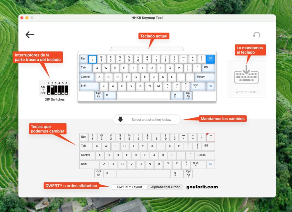 Teclado HHKB: Happy Hacking Keyboard Keymap Tool 