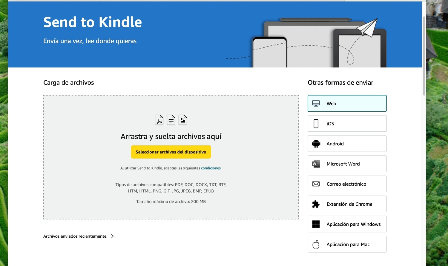 Con Send To Kindle puedo mandar un archivo ePub a mi Kindle Paperwhite: lo va a convertir a un formato de Amazon. 