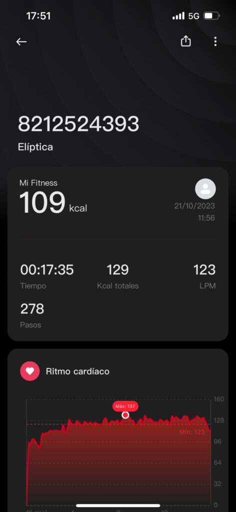Xiaomi Mi Smart Band 8: datos de deportes de la pulsera de actividad en la app - eliptica