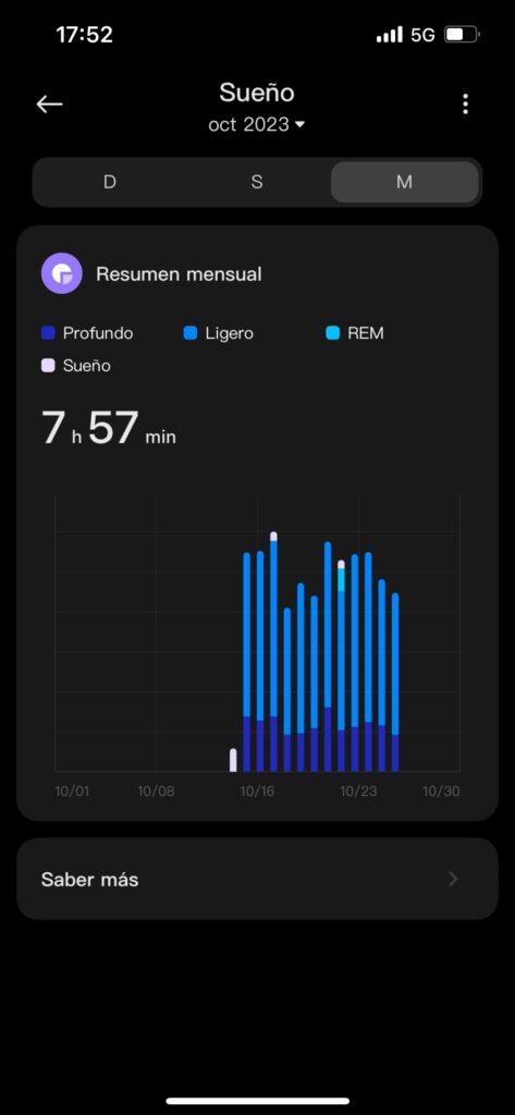 Xiaomi Mi Smart Band 8: datos de sueño