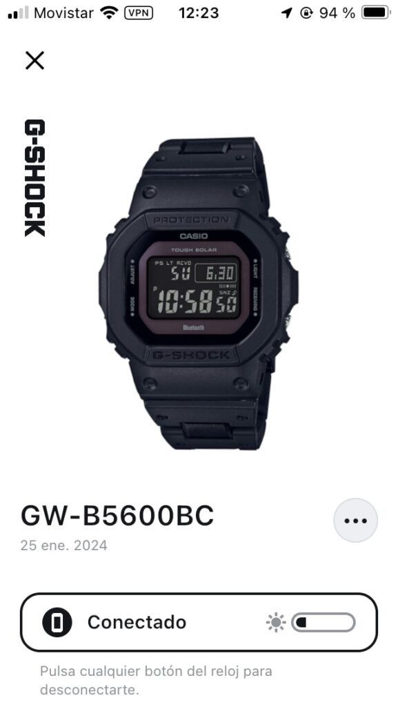 Casio G-Shock GW-B5600 con la app Casio Watches: bateria 