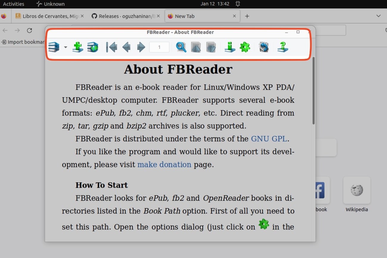 FBReader para gestionar y leer ebooks en linux.