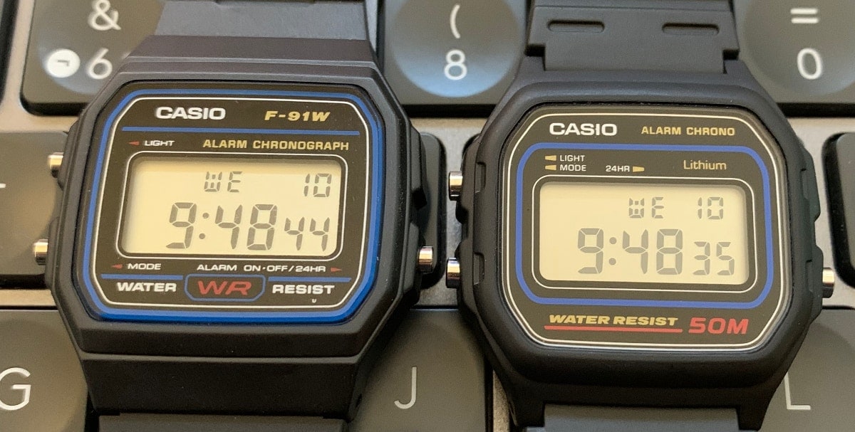 Casio W59-1V: diseño vintage con resistencia al agua hasta 50M vs casio f-91w