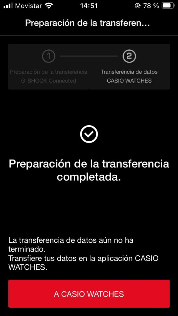 G-Shock Connected: transferencia de datos a app Casio Watches para relojes casio.