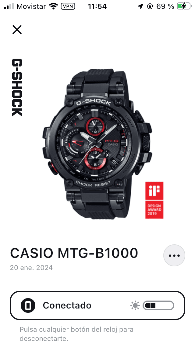 App Casio Watches con el MTG-B1000: vinculacion