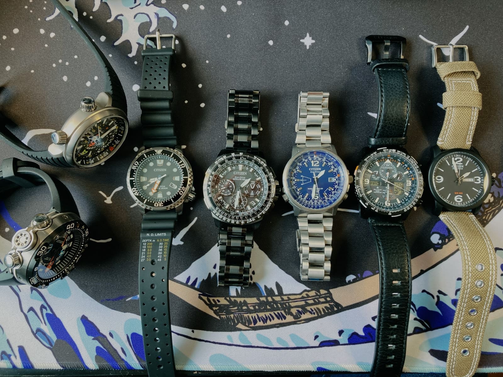 Mi colección personal de relojes Citizen Eco Drive: relojes diver, de piloto, estilo militar y aventura. 