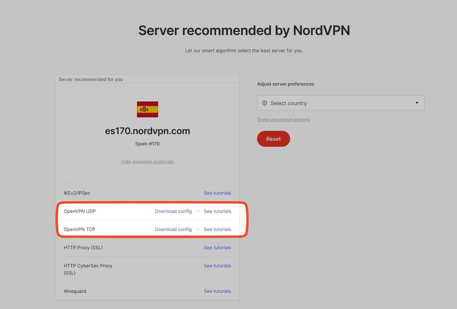 Descargar el archivo de configuración .ovpn de alguno de los servidores de NordVPN.