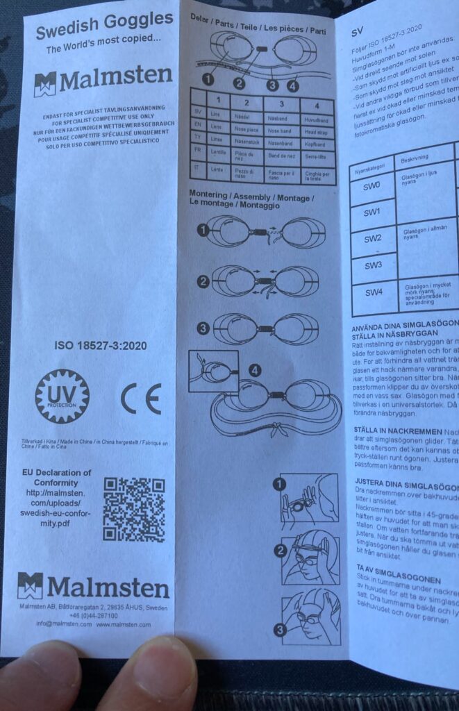 Gafas de natación suecas Malmsten para interiores SW0: como montar las gafas