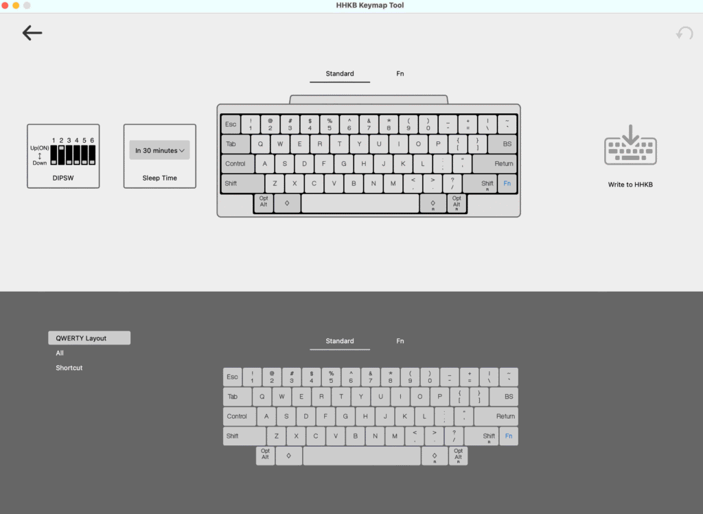 HHKB Hybrid Type-S: distribución de teclas y mapeo de las mismas con el programa de HHKB