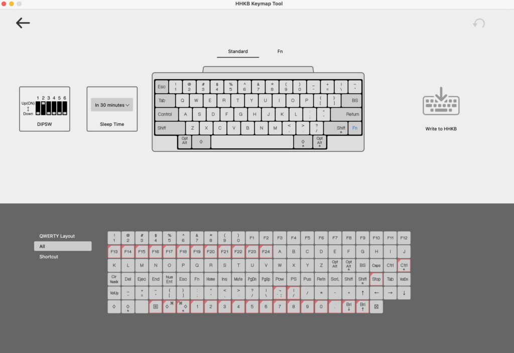 HHKB Hybrid Type-S: distribución de teclas y mapeo de las mismas con el programa de HHKB