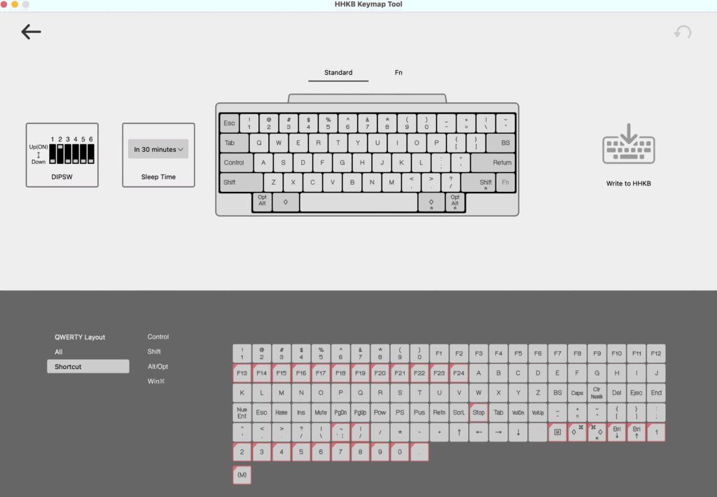 HHKB Hybrid Type-S: distribución de teclas y mapeo de las mismas con el programa de HHKB